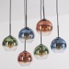Koyoto hanging light, globe light, pendant light blue, green, clear, coppery, 6-light sources