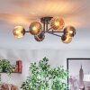 Chehalis ceiling light, globe light 55 cm Amber, Smoke-coloured, 6-light sources