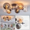 Chehalis ceiling light, globe light 62 cm Amber, clear, Smoke-coloured, 6-light sources