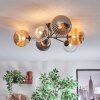 Chehalis ceiling light, globe light 62 cm Amber, clear, Smoke-coloured, 6-light sources