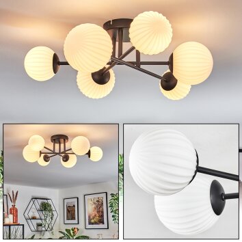 Chehalis ceiling light, globe light 55 cm white, 6-light sources
