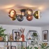 Chehalis ceiling light, globe light 62 cm blue, green, clear, coppery, 6-light sources