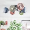 Chehalis ceiling light, globe light 62 cm blue, green, clear, coppery, 6-light sources