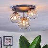 Chehalis ceiling light, globe light 30 cm Amber, clear, 3-light sources