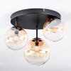 Chehalis ceiling light, globe light 30 cm Amber, clear, 3-light sources
