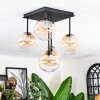 Chehalis ceiling light, globe light Amber, clear, 5-light sources