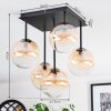 Chehalis ceiling light, globe light Amber, clear, 5-light sources