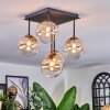 Chehalis ceiling light, globe light Amber, clear, 5-light sources
