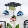 Chehalis ceiling light, globe light blue, green, clear, coppery, 5-light sources