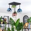 Chehalis ceiling light, globe light blue, green, clear, coppery, 5-light sources