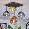 Chehalis ceiling light, globe light blue, green, clear, coppery, 5-light sources