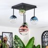 Chehalis ceiling light, globe light blue, green, clear, coppery, 5-light sources