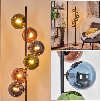 Gastor globe light, floor lamp 34 cm blue, green, coppery, 6-light sources