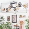 Ripoll ceiling light, globe light Amber, Smoke-coloured, 10-light sources