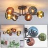 Chehalis ceiling light, globe light 55 cm blue, green, coppery, 6-light sources