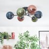 Chehalis ceiling light, globe light 55 cm blue, green, coppery, 6-light sources