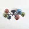 Chehalis ceiling light, globe light 60 cm blue, green, coppery, 6-light sources