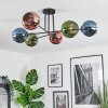 Koyoto ceiling light, globe light 78 cm blue, green, coppery, 6-light sources