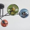 Koyoto ceiling light, globe light 78 cm blue, green, coppery, 6-light sources