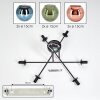 Koyoto ceiling light, globe light 78 cm blue, green, coppery, 6-light sources