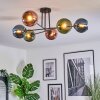 Koyoto ceiling light, globe light 78 cm blue, green, coppery, 6-light sources