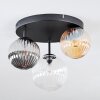 Chehalis ceiling light, globe light 30 cm Amber, clear, Smoke-coloured, 3-light sources