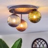 Chehalis ceiling light, globe light 30 cm blue, green, coppery, 3-light sources