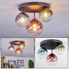 Chehalis ceiling light, globe light 30.5 cm blue, green, clear, coppery, 3-light sources