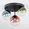 Chehalis ceiling light, globe light 30.5 cm blue, green, clear, coppery, 3-light sources