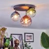 Chehalis ceiling light, globe light 30.5 cm blue, green, clear, coppery, 3-light sources