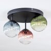 Chehalis ceiling light, globe light 30.5 cm blue, green, clear, coppery, 3-light sources