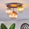 Chehalis ceiling light, globe light 30.5 cm blue, green, clear, coppery, 3-light sources