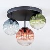 Chehalis ceiling light, globe light 30.5 cm blue, green, clear, coppery, 3-light sources