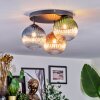 Chehalis ceiling light, globe light 33.5 cm blue, green, clear, coppery, 3-light sources