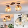 Ripoll ceiling light, globe light Amber, clear, 2-light sources