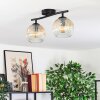 Ripoll ceiling light, globe light Amber, clear, 2-light sources