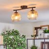 Ripoll ceiling light, globe light Amber, clear, 2-light sources