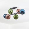 Gastor ceiling light, globe light blue, green, coppery, 6-light sources