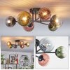 Chehalis ceiling light, globe light 55 cm blue, green, clear, coppery, 6-light sources