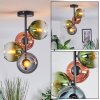 Koyoto ceiling light, globe light 31 cm blue, gold, clear, coppery, 4-light sources