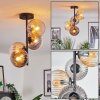 Koyoto ceiling light, globe light 31 cm Amber, clear, Smoke-coloured, 4-light sources