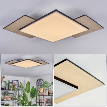 Barullu ceiling light, Panel LED Wood like finish, black, white, 1-light source