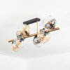 Koyoto ceiling light, globe light gold, black, 8-light sources