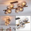Koyoto ceiling light, globe light gold, black, 8-light sources