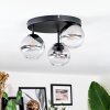 Chehalis ceiling light, globe light 30.5 cm clear, Smoke-coloured, 3-light sources