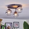 Chehalis ceiling light, globe light 30.5 cm clear, Smoke-coloured, 3-light sources