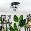 Chehalis ceiling light, globe light 30 cm clear, Smoke-coloured, 3-light sources
