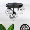 Chehalis ceiling light, globe light 30 cm clear, Smoke-coloured, 3-light sources