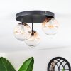 Chehalis ceiling light, globe light 30.5 cm Amber, clear, 3-light sources