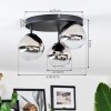 Chehalis ceiling light, globe light 30.5 cm chrome, clear, Smoke-coloured, 3-light sources